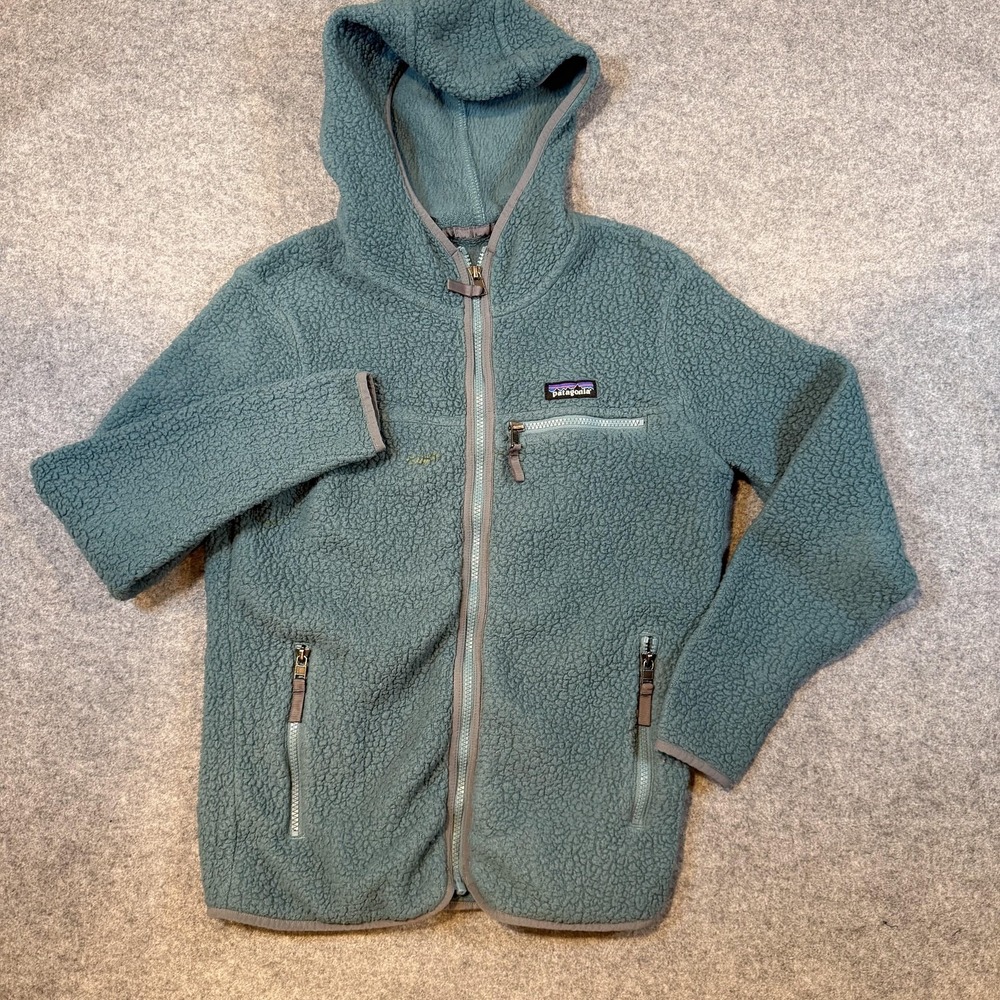 Patagonia Jacket Womens XS Green Retro Pile Fleece Hooded Full Zip STY22806 - Picture 2 of 10